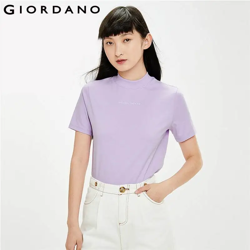 

Giordano Women Tshirts High-tech Cool Printed Crewneck Tee Shirts Short Cleeves Soild Casual Camiseta Mujer 05321390