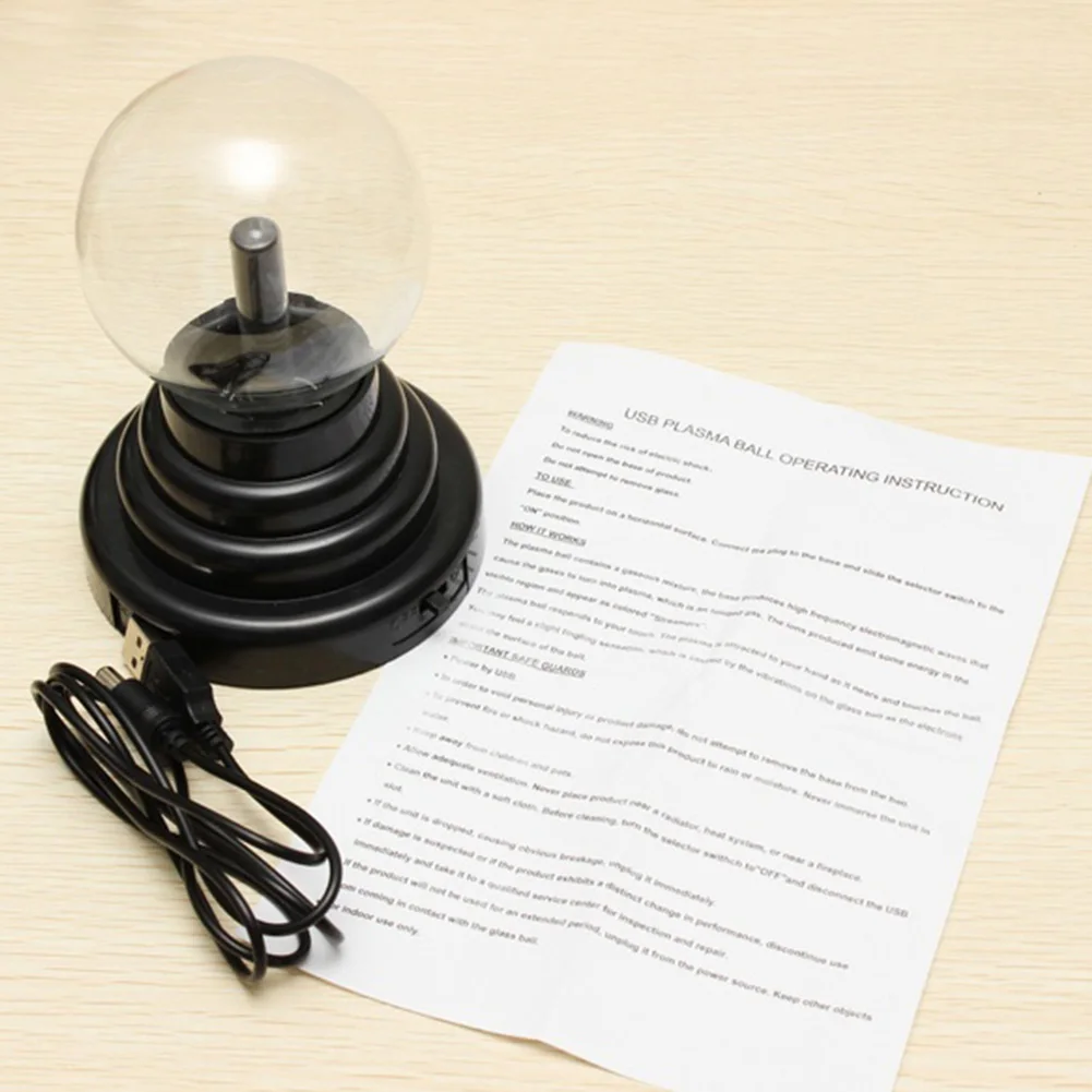 

Kids Gift Office Desktop Decorations Sphere Household Novelty USB Glass Table Electrostatic Plasma Ball Light