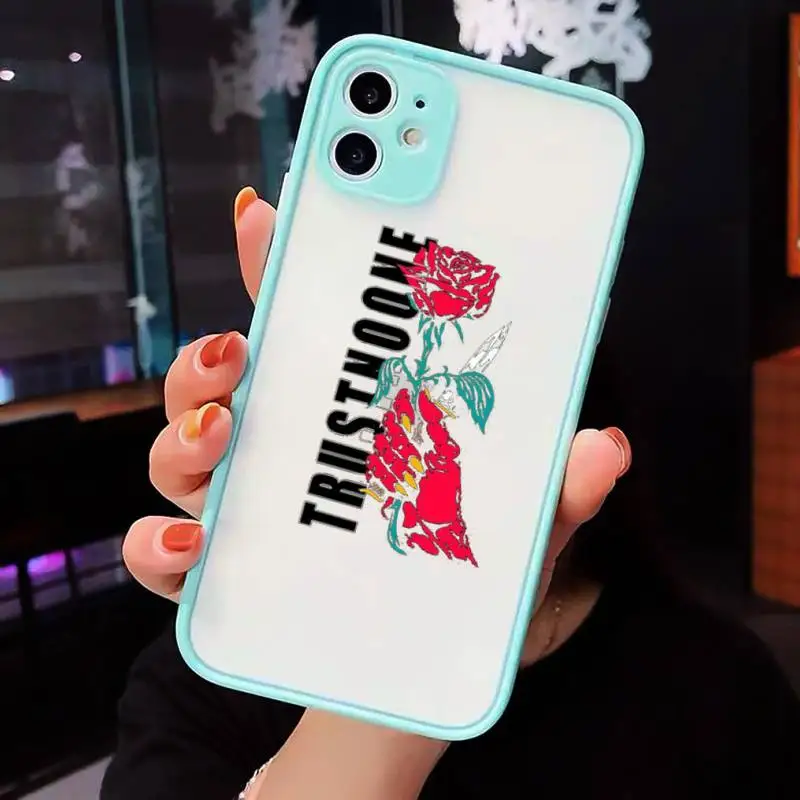 

Rose flower hand cover Phone Cases matte transparent For iphone 7 8 11 12 plus mini x xs xr pro max cover