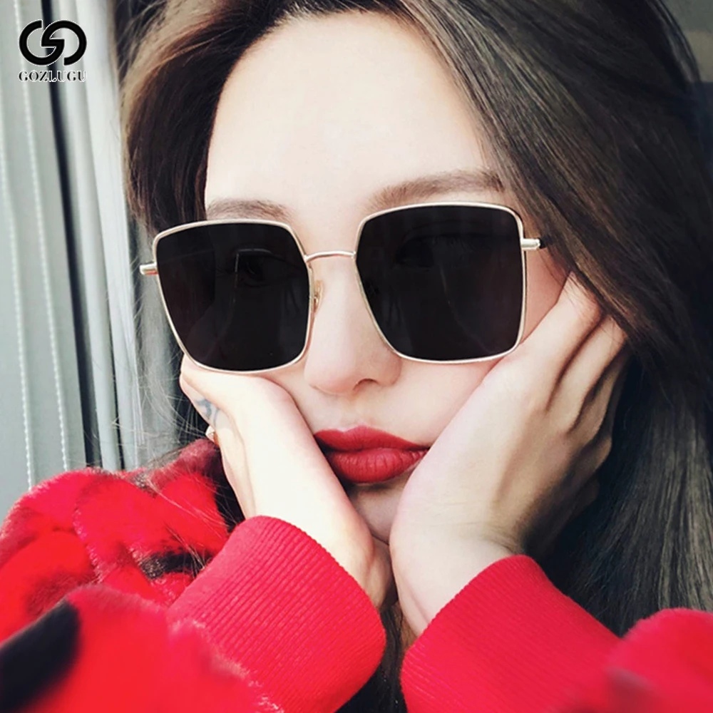 Квадратные большие солнцезащитные очки Дамская мода Ретро стиль оправа женские