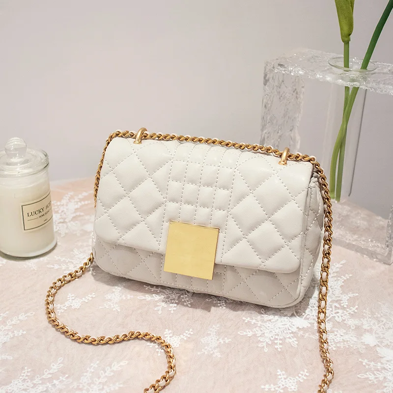 

Новинка 2020, женская сумка из воловьей кожи с ромбовидной цепочкой, маленькая сумка-мессенджер на плечо, маленькая квадратная сумка, женские ...