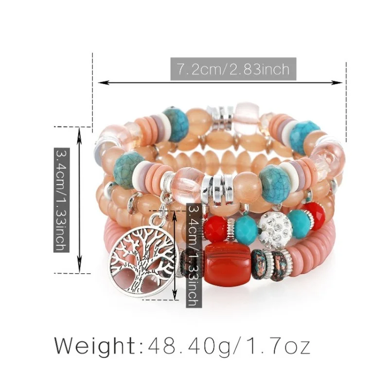 

New leisure holiday style bracelet, tree of life, multi-layer beaded bracelet, travel ethnic style female jewelry