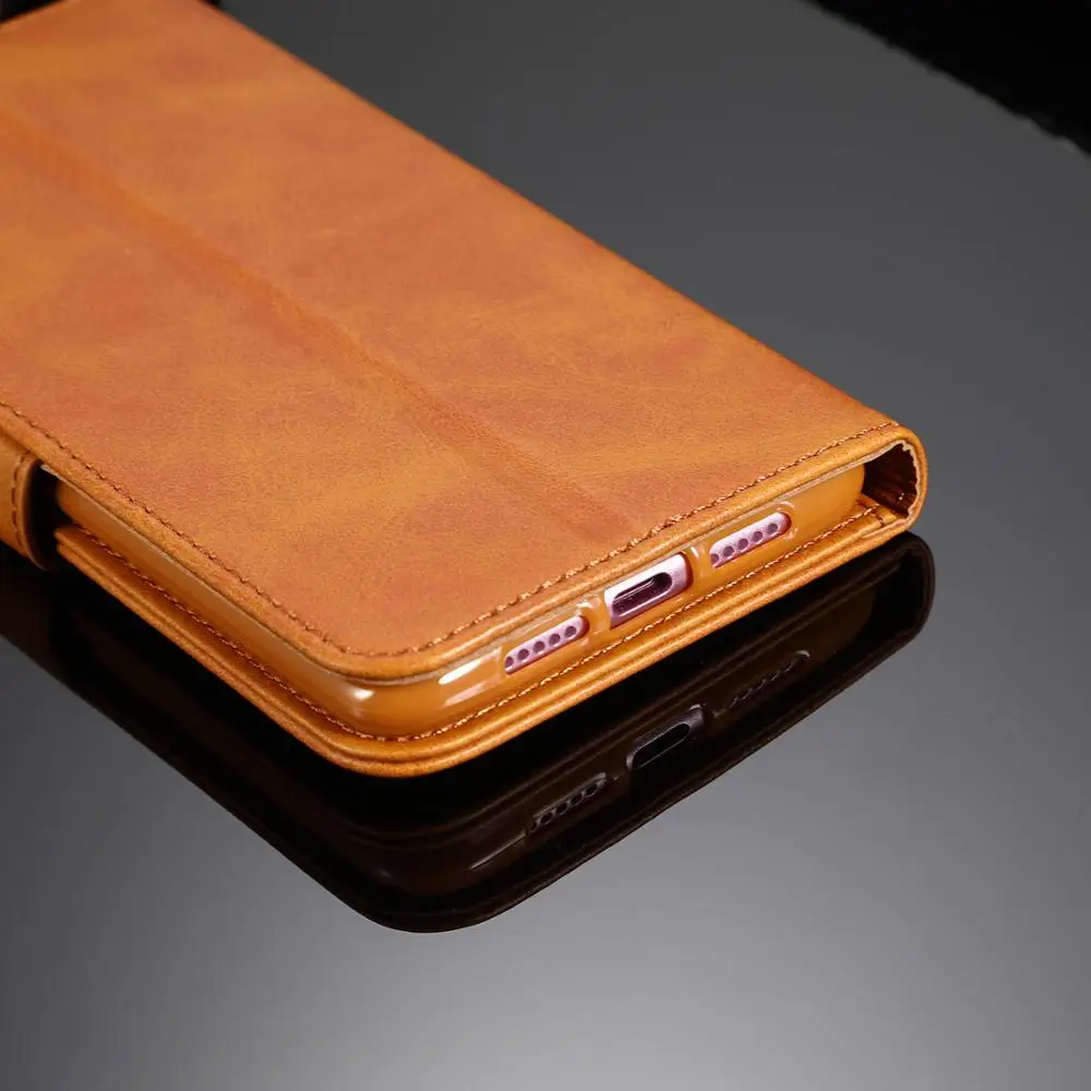 Кожаный флип чехол с магнитной абсорбцией для Xiaomi Redmi Note 7 в стиле ретро кошелек