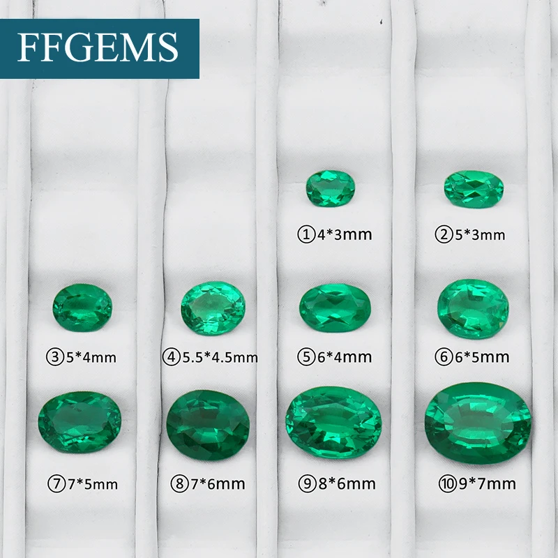 FFGems VVS CCE большой овальной вставкой из огранка лабораторно изумрудно 1 шт. зеленый