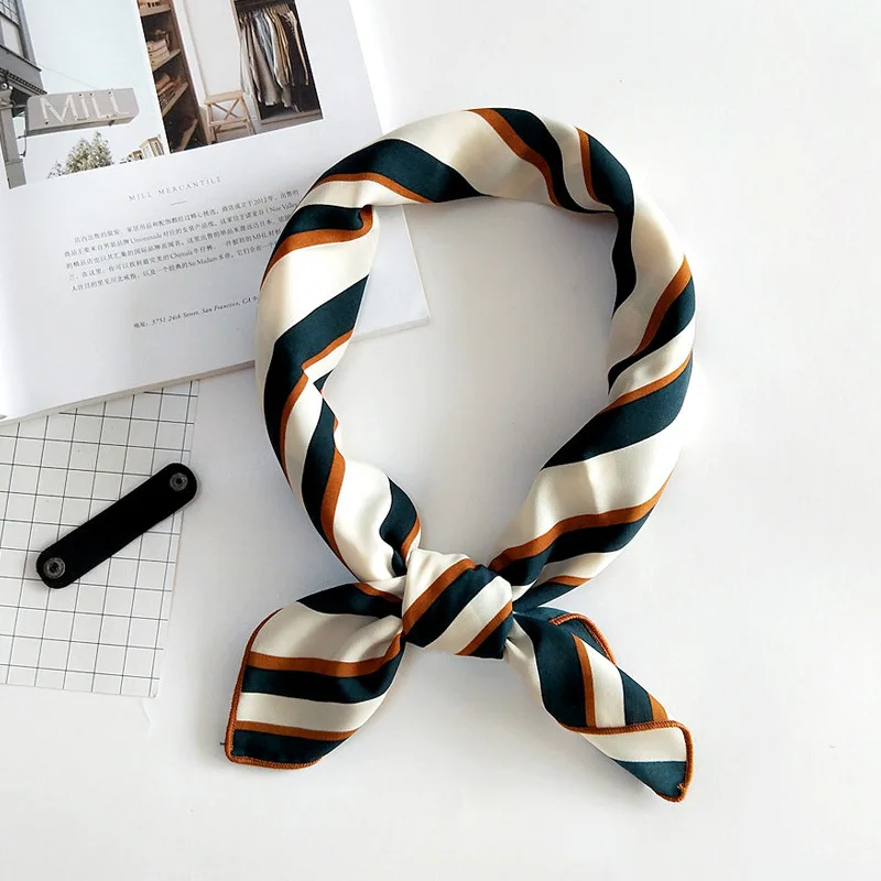 Шелковый платок искусственного шелка Hot Sale 70*70 см, маленький квадрат, элегантный женский фуляр, оберточная платочка, бандана FJ036