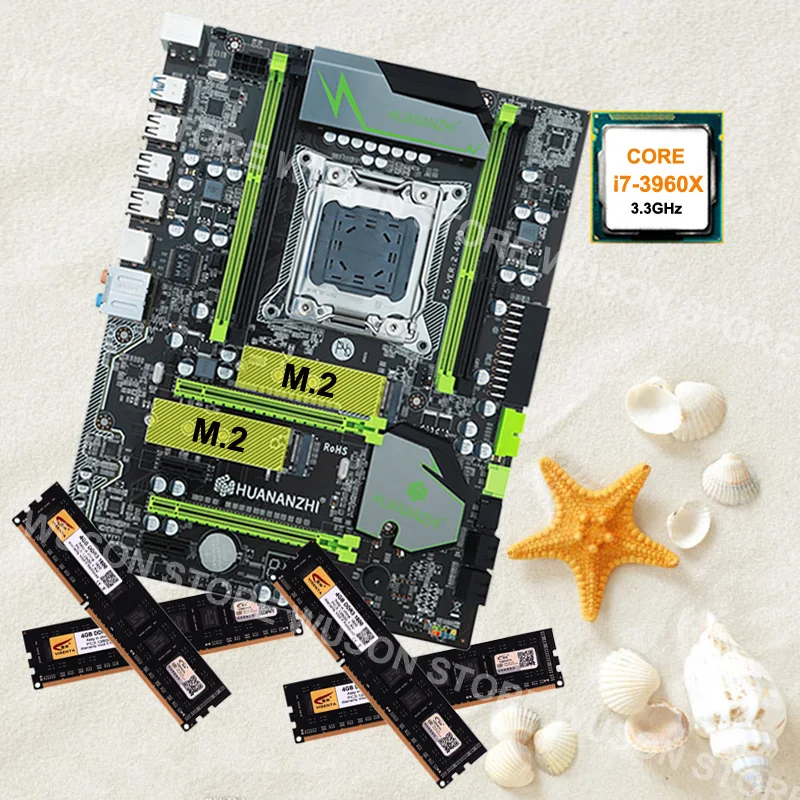 Игровая материнская плата HUANANZHI X79 двойной M.2 NVMe SSD слот ЦП Intel Core i7 3960X 3 ГГц