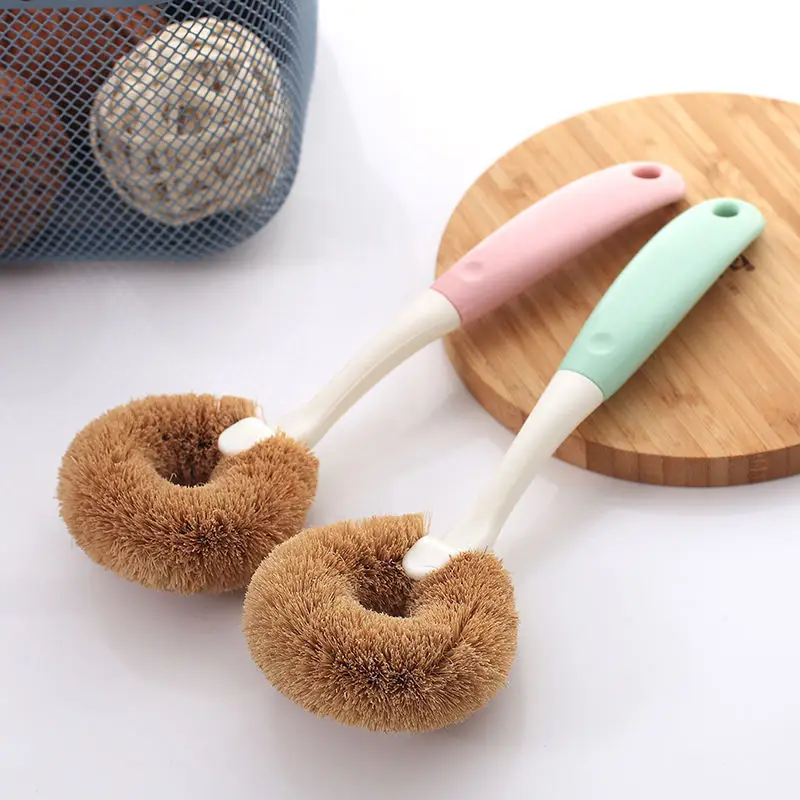 

Natural coconut tree brown wash brush cleaning brush pot the kitchen stove pot with oil long handle brush