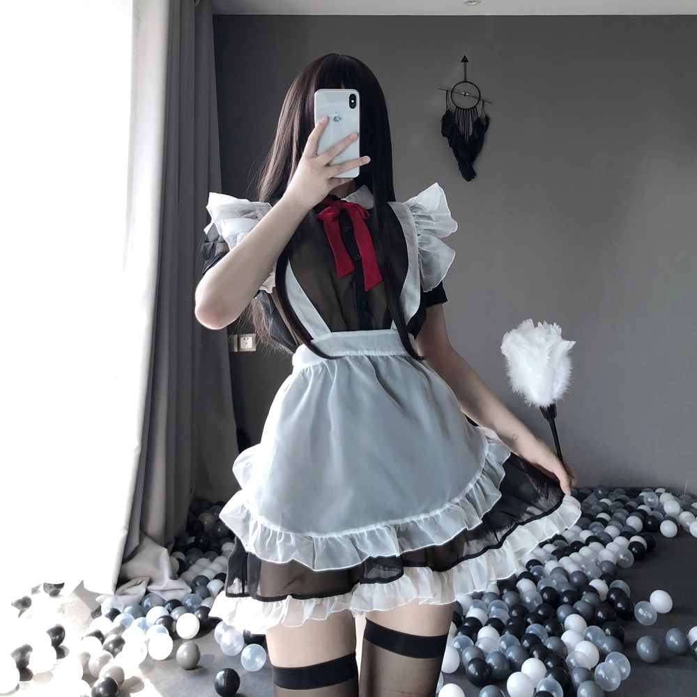 Women Girls Lolita Uniform Outfits Halloween Roleplay Costumes Maid Dress Cosplay Sexy Lingerie Late Night French Maid Costume