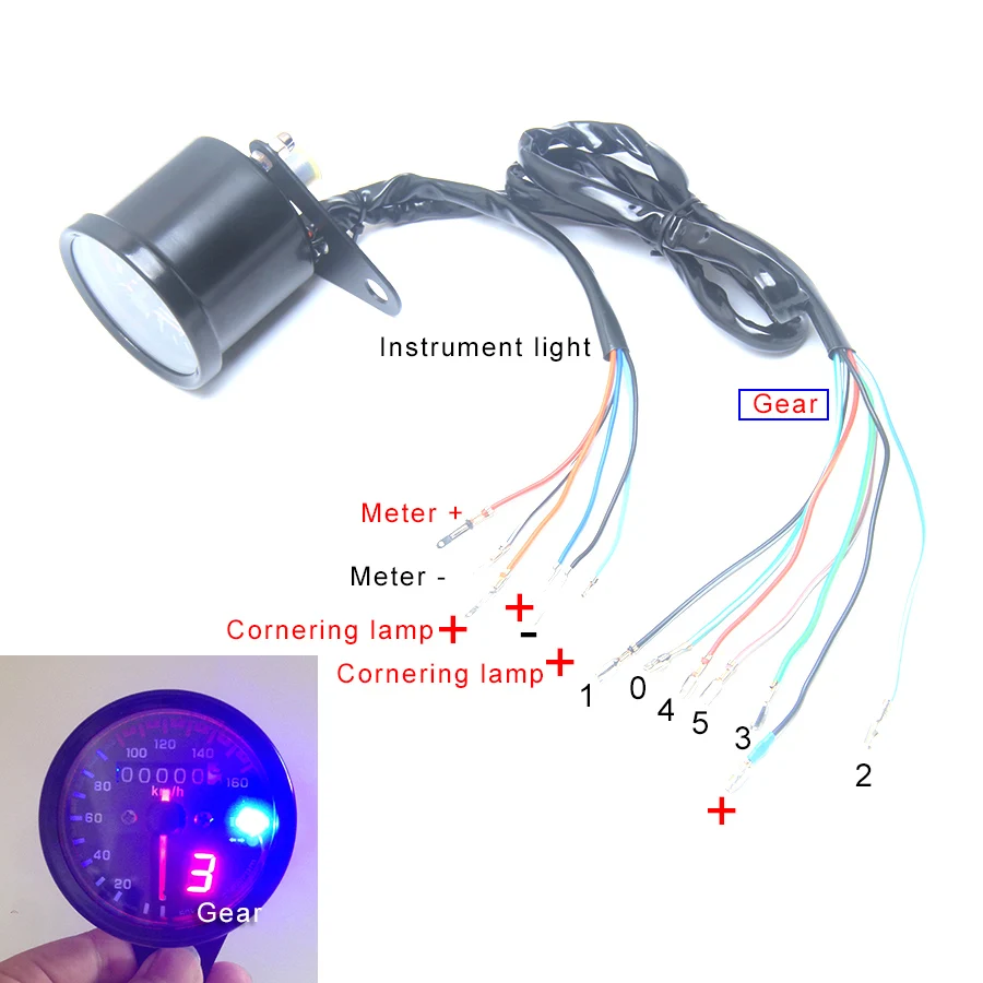 Мотоцикл спидометр кафе гонщик модифицированный Тахометр топлива Gauge12V