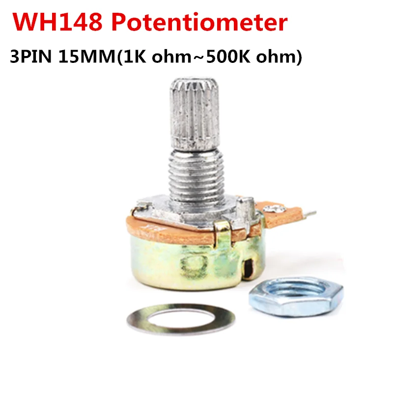5 шт./лот новинка WH148 B1K B2K B5K B10K B20K B50K B100K B250K B500K B1M 3pin 15 мм 1K 2K 5K 10K 20K 50K 100K 250K 500K