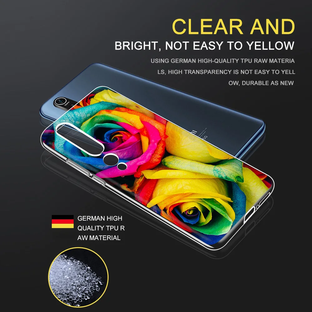 

Red Rose Flower Phone Case For Xiaomi MI Note 10 9 9T Pro SE Lite Poco X3 M3 F1 Redmi Note 8T 9T 9S 9 8 7 A Pro Soft TPU Fundas