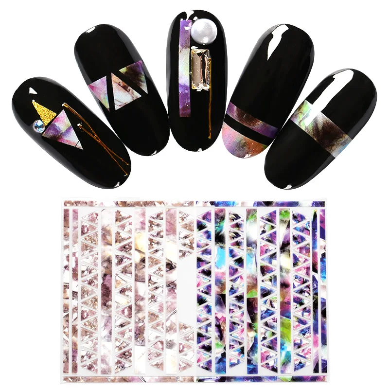 K4396 Mtssii полые лазерные наклейки для ногтей, набор трафаретов, Гель-лак для ногтей, виниловые наконечники, руководство по переводу, шаблон, наклейки для ногтей, наклейки s 1 лист - Цвет: K4396
