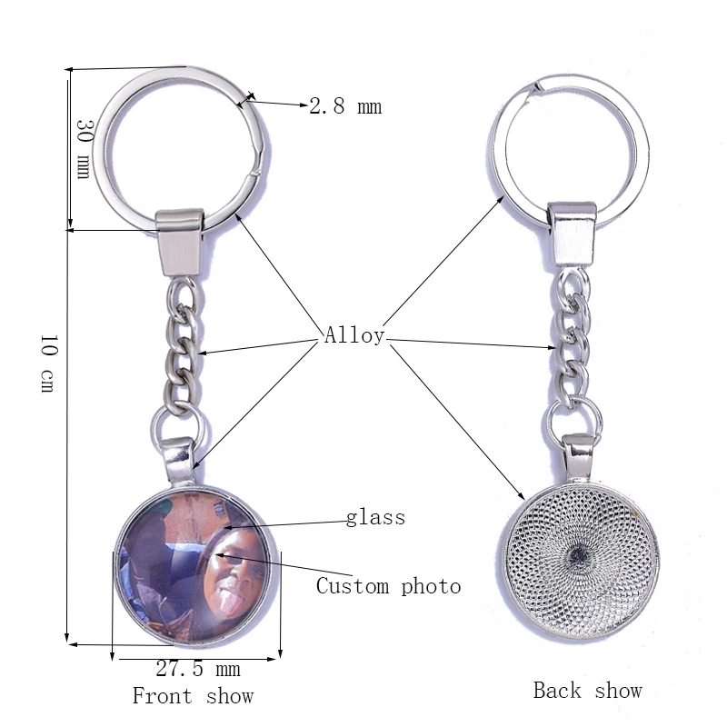 

JUWANG Personalized Custom Photos Keychains Handmade DIY Customized Family Lovers Baby Key Chains Key Rings Holders For Gifts