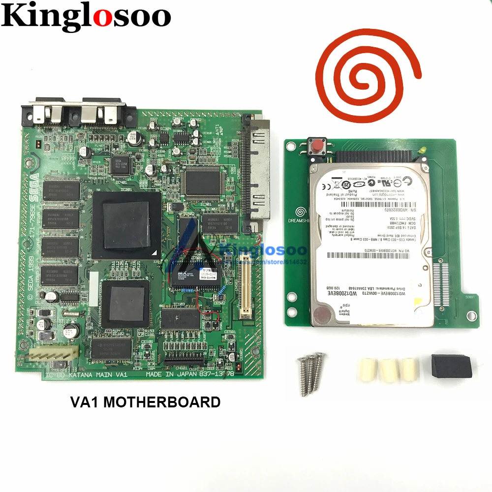 VA1 red logo Оригинальная игровая консоль VA0 VA1 120G с внутренним жестким диском, материнская плата для sega Dreamcast DC w/120 шт. игр - Цвет: VA1 red logo