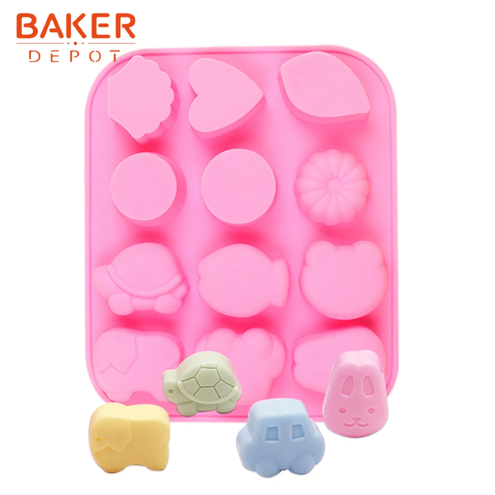 BAKER DEPOT в форме животного, силиконовая форма для печенья, торта, выпечки, 12 отверстий, gummy jello, форма для льда, инструмент для украшения торта для детей