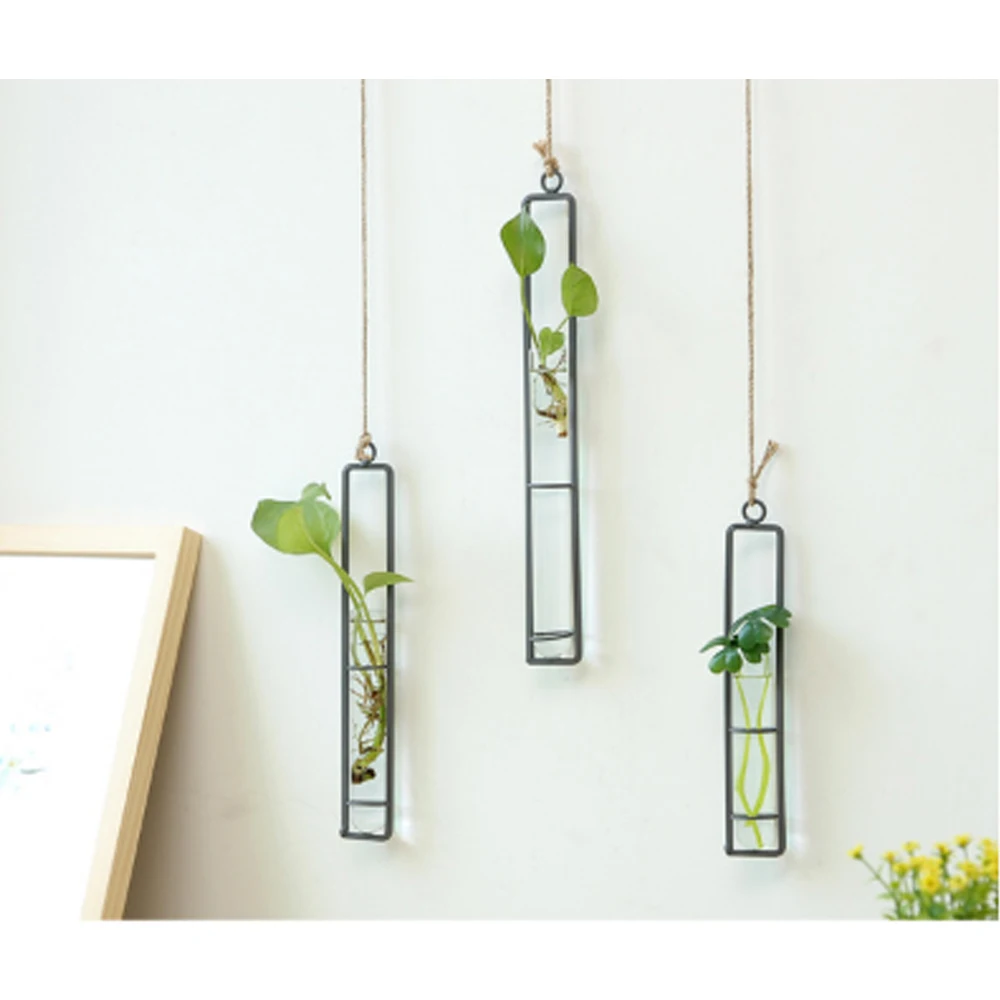 Креативная настенная подвесная ваза для цветов кованая гидропонная бутылка