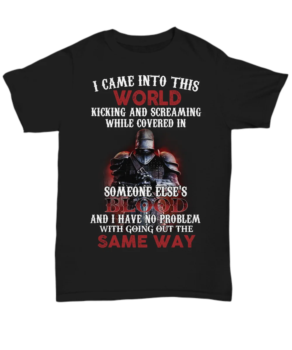 

Knight Templar T-Shirt For Men Christian Warrior Of God Tee Gift Came Into World