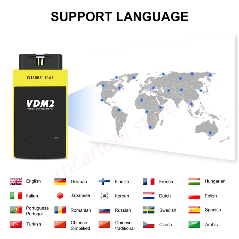 2019 OBD2 UCANDAS VDM2 полная система V5.2 Bluetooth/Wifi VDM II для Android 2 OBDII сканер кодов PK easydiag