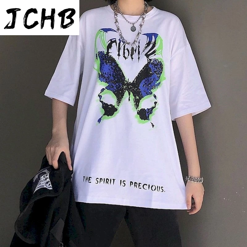 

2021 White Harajuku Tshirts Punk Street Short Sleeve t Shirt Vintage Plus Size Clothing Summer T-shirts O-neck Preppy Graphic Te