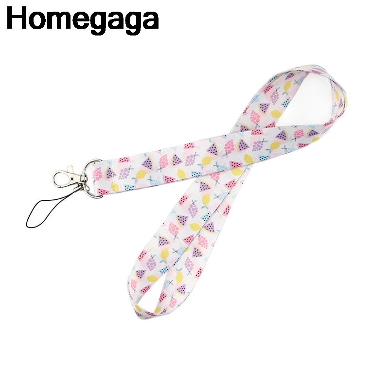 

20pcs/lot Homegaga Fruits Lanyards fabric id badge phone necklace accessory for keys neck straps id badge holders ribbons D2271