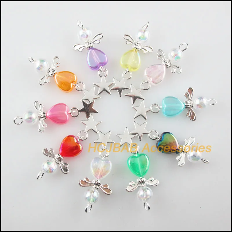 20 шт., посеребренные акриловые Подвески 14 х33 мм