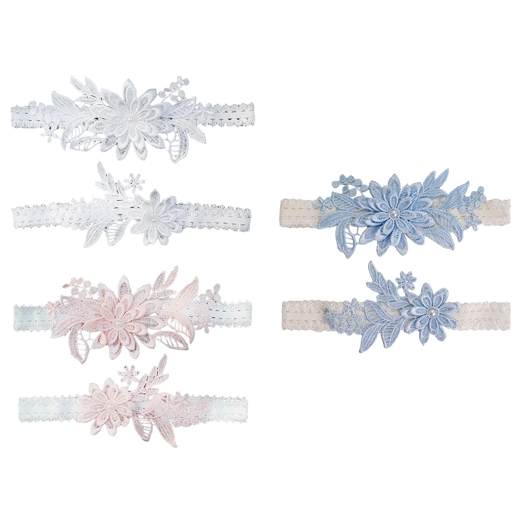 

2Pcs Bridal Leg Garters Elastic Holiday Beach Wedding Bride Lingerie Dance Floral Cosplay Party Stage Wearing Accessories