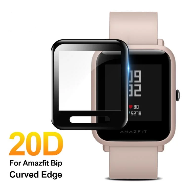 20D Curved Edge Protective for xiaomi Amazfit Bip glass accessories HD film Full cover Huami Amazfit Bip Smart Watch for xiaomi amazfit bip u soft tpu film for huami pop pro watch full screen protector for huami bip u hd clear film not glass