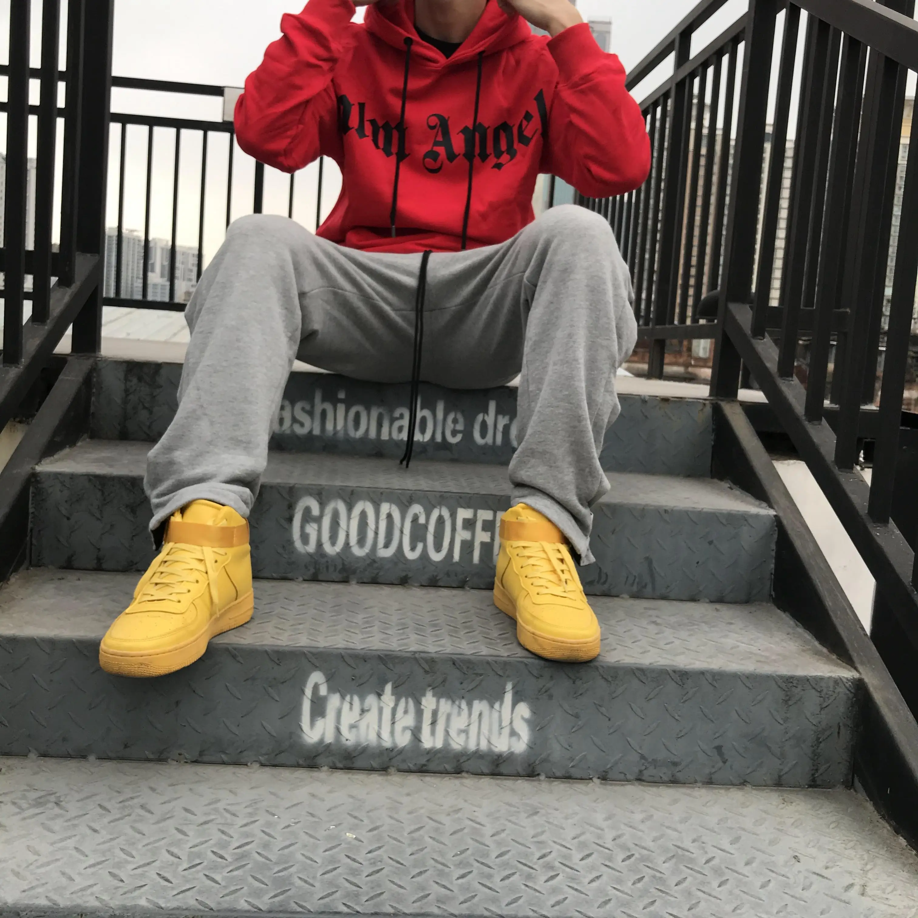 

New Palm Angels Big Letter Hoodies Sweatshirts on Chest Super Fire Couple 4156445