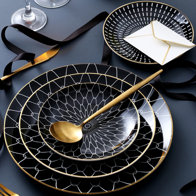 

Керамическая Геометрическая посуда в скандинавском стиле, Пномпень, 6/8/10 дюйма, фарфоровые тарелки для десертов, фруктов, тортов, наборы тар...