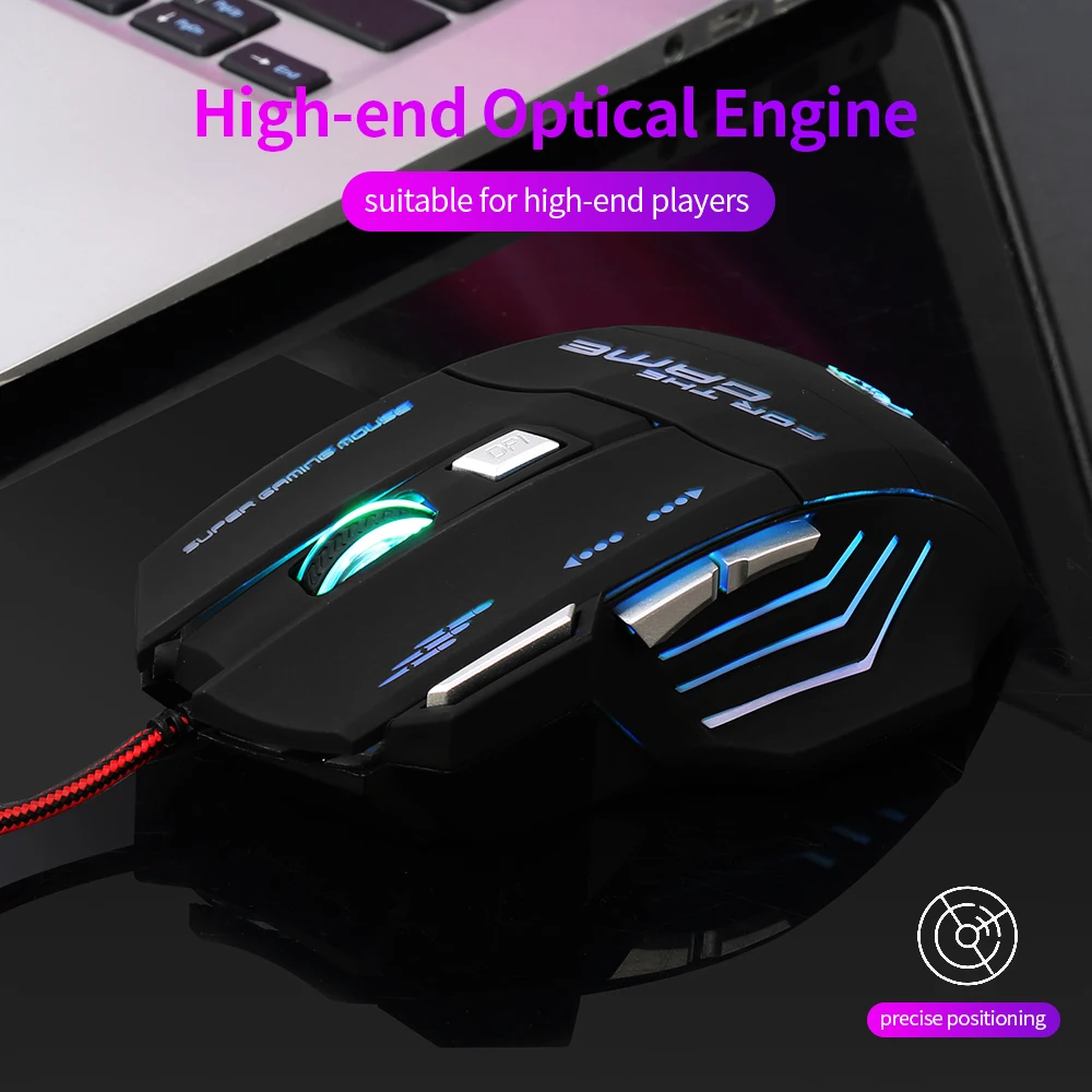 Эргономичная Проводная игровая мышь цветная HXSJ S300 легкая с регулируемым DPI для