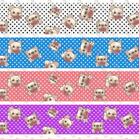french bulldog dog with dots print grosgrain or satin ribbon for lanyard diy bow key fobs gift wrap pet collars and leashes