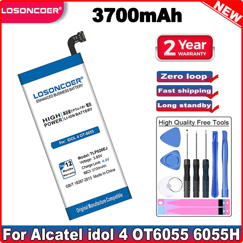 Аккумулятор LOSONCOER TLp026EJ 3700 мАч для Alcatel idol 4 OT6055 6055H 6055Y 6055U 6055 6055K 6055B аккумулятор +