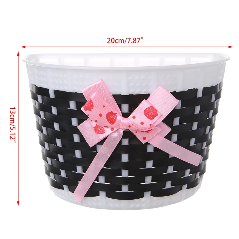 

Bicycle Scooter Basket Children Bike Plastic Knitted Bow Knot Front Handmade Bag