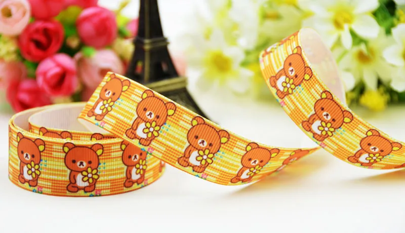 7/"(22 мм) Rilakkuma печатные корсажные ленты вечерние атласные ленты для украшения X-02074 OEM 10 ярдов