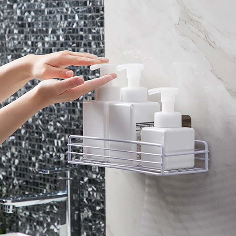 

Kitchen Bathroom Shower Shelf Storage Suction Basket Caddy Rack