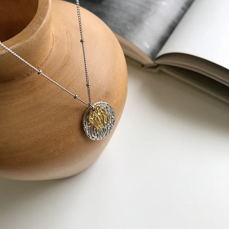 

Silvology 925 Sterling Silver Lava Texture Necklace Original Design Bead Chain Quality Pendant Necklace for Women Party Jewelry