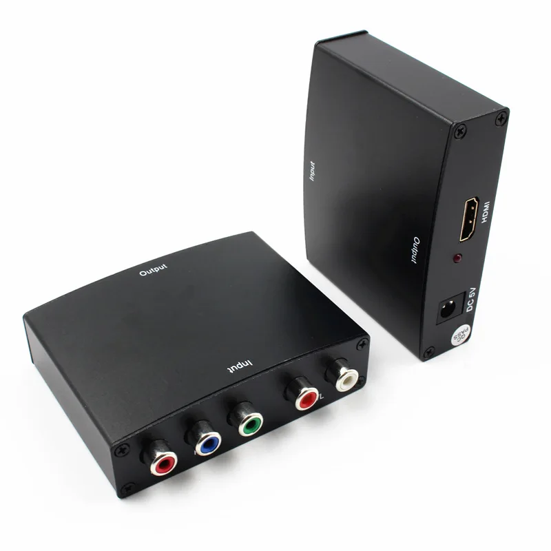 5 RCA Ypbpr компонент для HDMI HDTV Видео Аудио конвертер адаптер с источником питания (USB