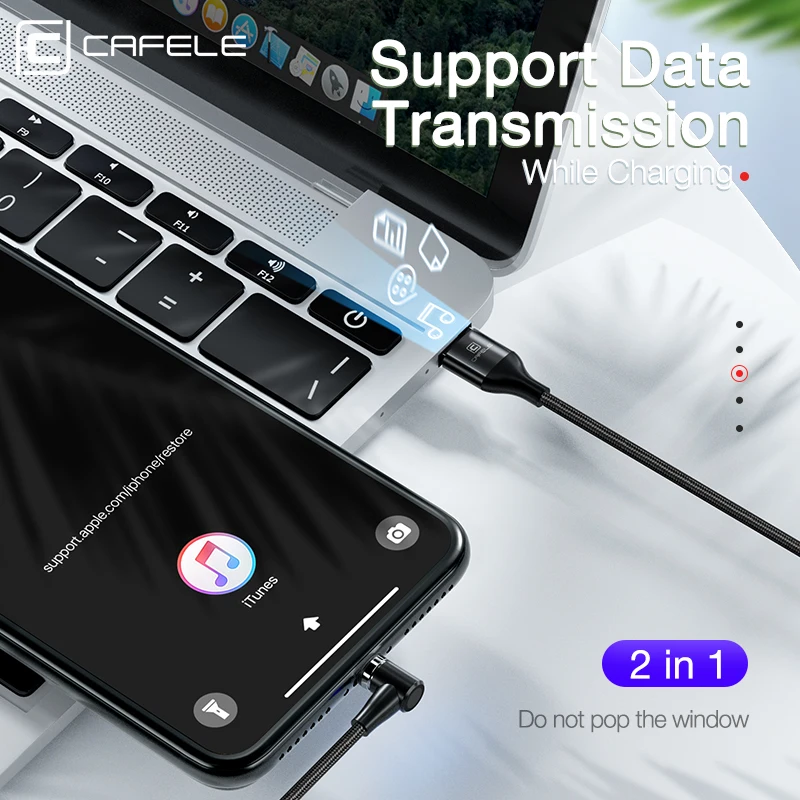 Cafele USB Магнитный зарядный кабель 1 м 2 Быстрая зарядка usb type C Micro 90 градусов L Тип для