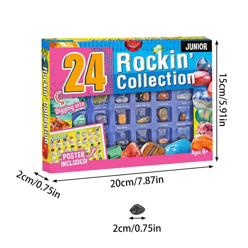 Advent Calendar Christmas 24 Days Countdown 24PCS Rock Mineral Kits Gift Educational Toys Festive Holiday Decor | Игрушки и хобби