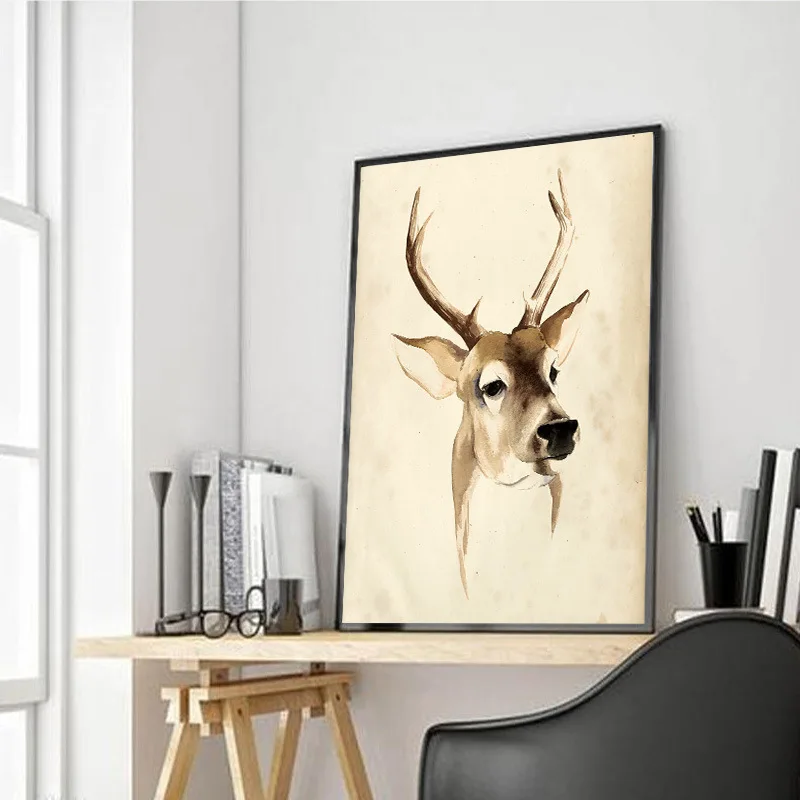 Олень животное Ручная роспись картина в скандинавском стиле декоративное