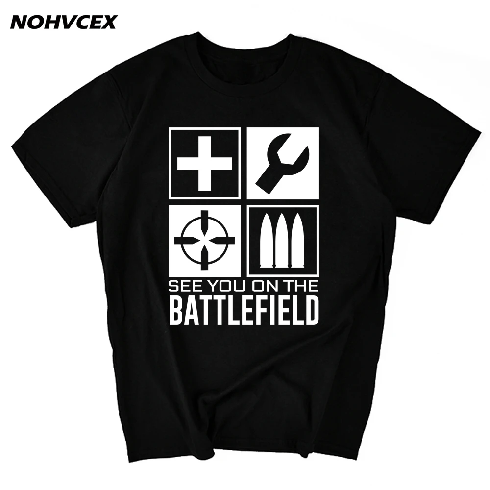 Игра поле боя с короткими рукавами уникальный узор дизайн футболка натуральный