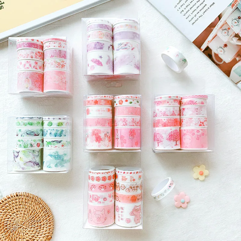 10 шт./компл. Kawaii Cat клейкая лента милый веселый лента Washi голубого океана декоративная клейкая лента для Скрапбукинг DIY Фотоальбом