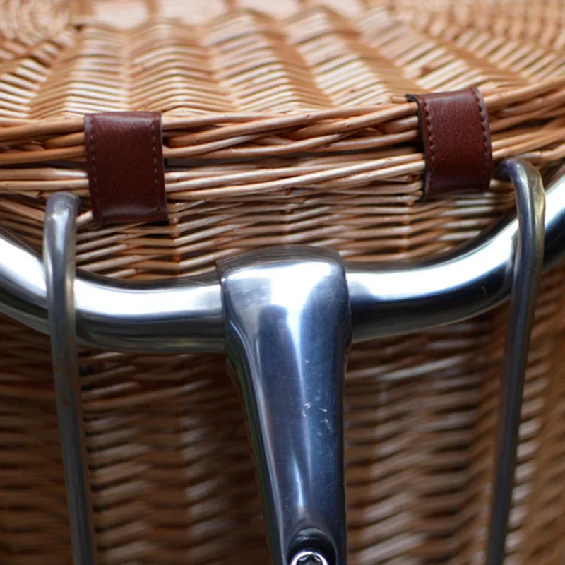 Винтажная плетеная велосипедная корзина из ротанга ручная ретро с чехлом|Сумки и