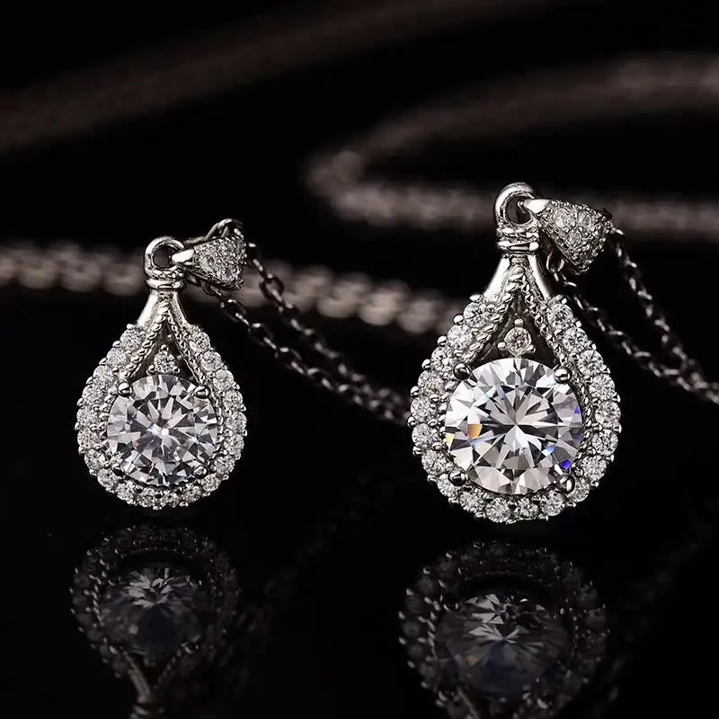 Женское Ожерелье с кулоном из серебра 925 пробы муассанитом|Подвески| |