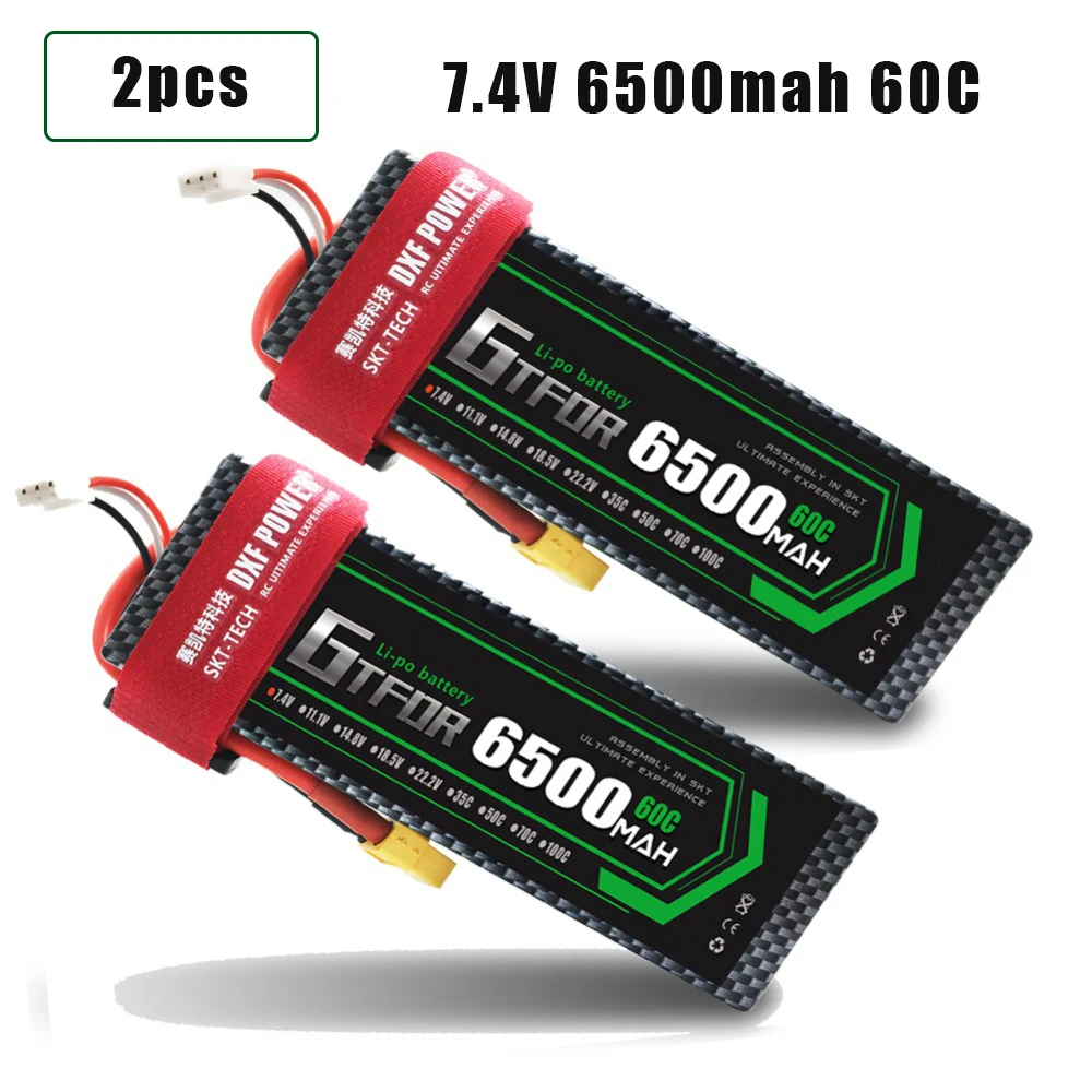 GTFDR 2 шт. 2S 7,4 V 6500 мА/ч, 6000 мА/ч, 50C 60C 120C Lipo Батарея RC Запчасти на колесиках TRX AKKU для TRX TRX4 1/10 автомобиль Радиоуправляемый Дрон вертолет