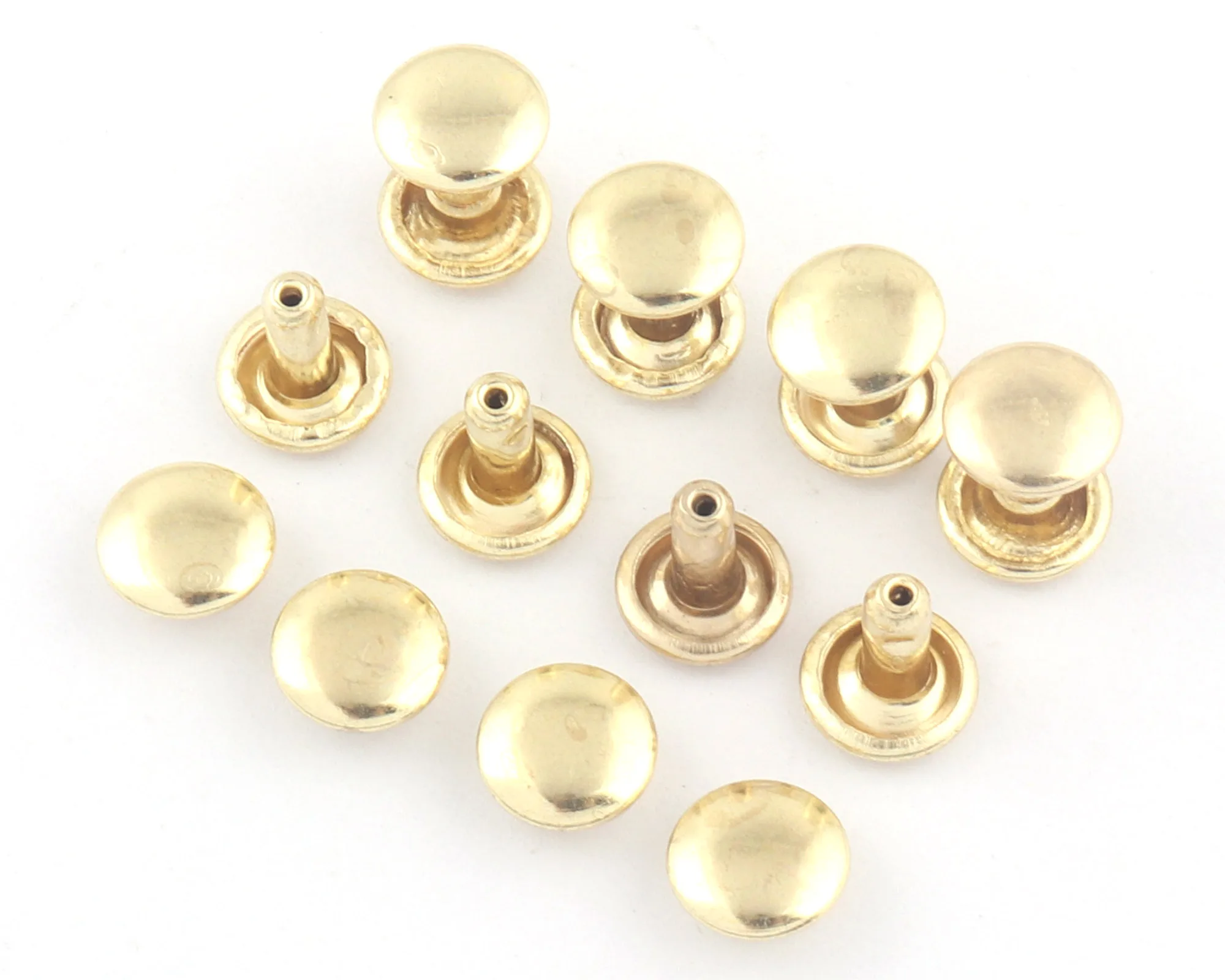 

7mm Gold Double Cap Rivets Metal Button Round Rivet Studs For Purse Bags Handbags Webbing Shoes Belts Leather Craft DIY