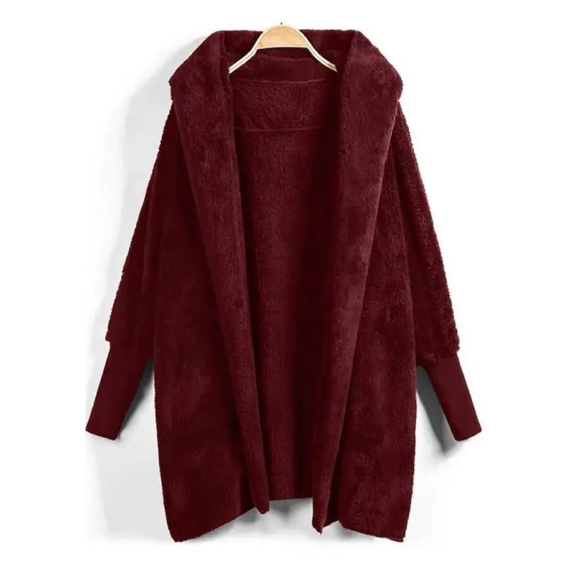 

Warm Winter Coats 2020 Hooded Casual Sweatshirt Solid Plush Pockets Cotton Fashion Coats Female Sleeve Outwear Traf Shacket Tops
