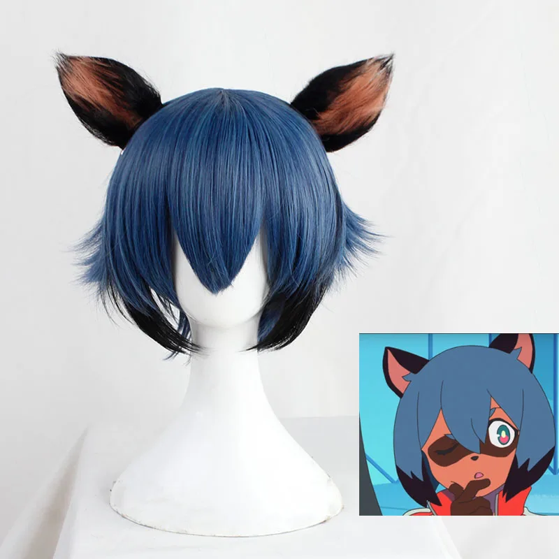

Anime BNA Brand New Animal Michiru Blue Black Mix Short Kagemori Cosplay Synthetic Hair Halloween Party Carnival + Free Wig Cap