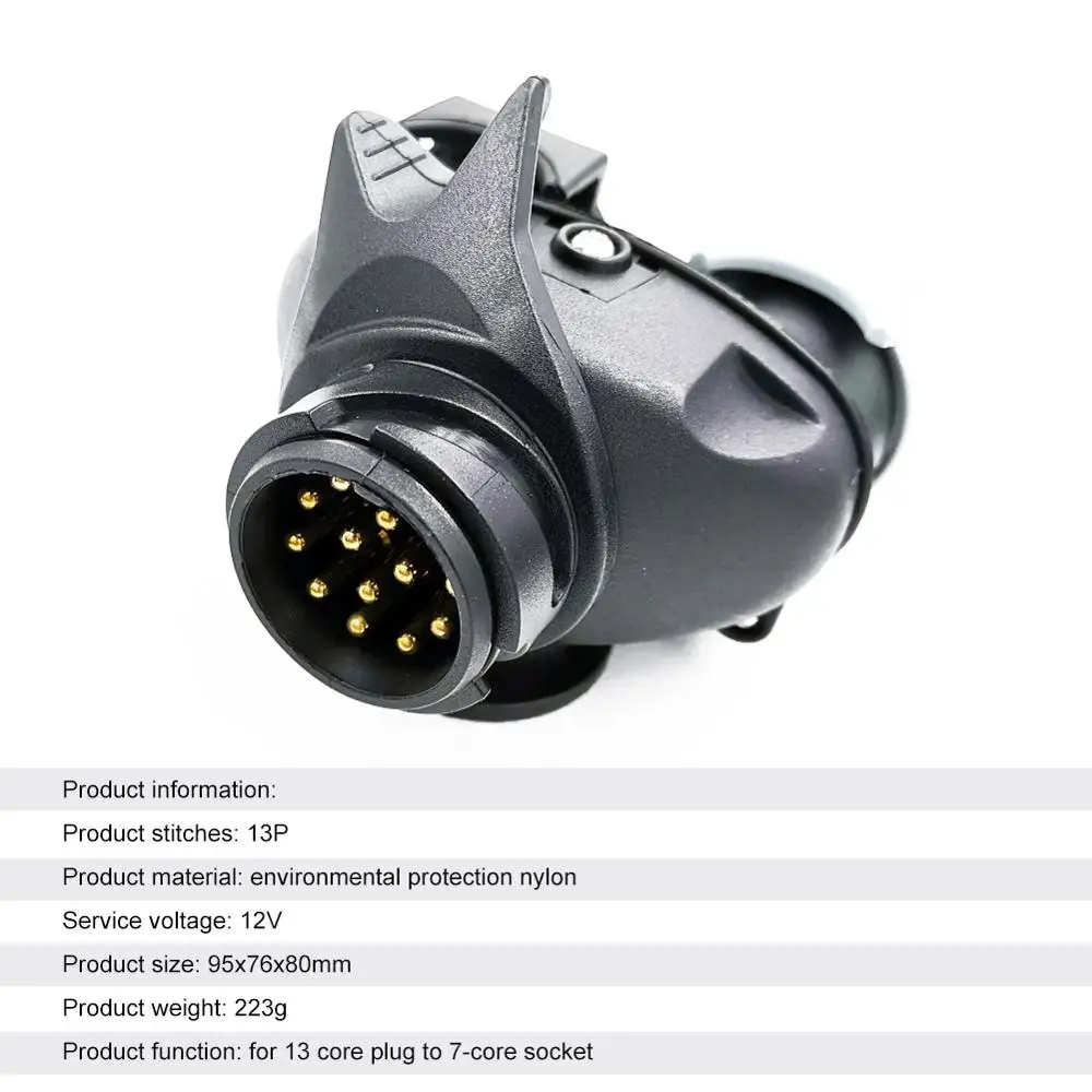 

Durable 13 To 7 Pin Trailer Adapter Double-head Trailer Wiring Connector Socket Plug 12V Trailer Car Caravan Accessories