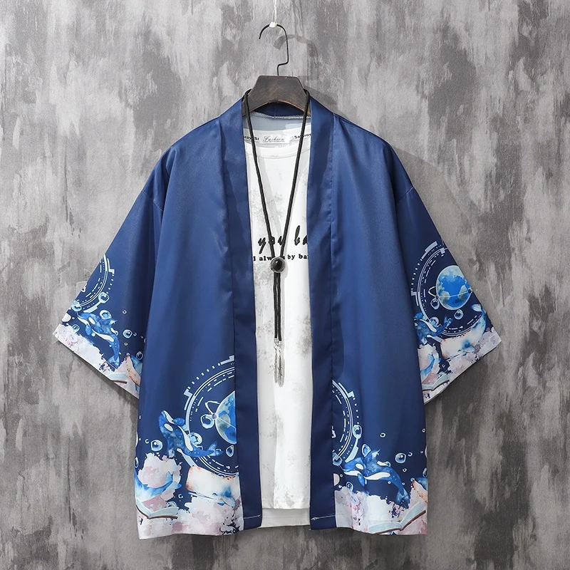 

Japanese Kimono Cardigan Men Women Obi Male Yukata Men'S Haori Japanese Print Coat Harajuku Traditional Japan Clothing KK3792